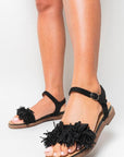Side Buckle Closure Fringe Sandals
