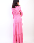 Ruffle Hem Sleeve Shirred Waist Tiered Maxi Dress