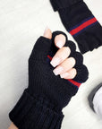 Fingerless Gloves with Stripe Detail
