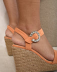 Sparkle Buckle Platform Wedge Sandals