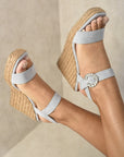 Sparkle Buckle Platform Wedge Sandals