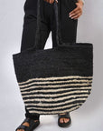 Striped Beach Braided Tote Bag