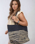 Striped Beach Braided Tote Bag