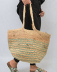 Striped Beach Braided Tote Bag