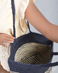 Striped Beach Braided Tote Bag
