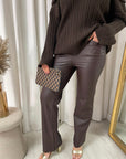 High Waisted Faux Leather Trouser