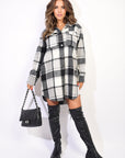 Plaid Print Long Sleeve Button Down Shacket