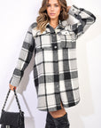 Plaid Print Long Sleeve Button Down Shacket