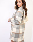 Plaid Print Long Sleeve Button Down Shacket
