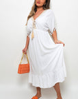 V-Neck Rope Tassel Detail Maxi Dress