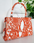 Faux Leather Printed Fold Over Bag