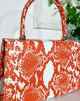 Faux Leather Printed Fold Over Bag
