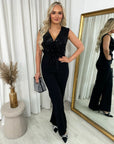 Elegant V-Neck Sequin Top Jumpsuit