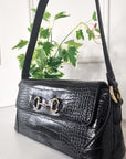 Faux Leather Croc Print Handbag