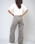 Multi Pockets Drawstring Cargo Jeans