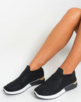 Rhinestone Decor Slip On Sock Trainers