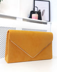 Faux Suede Envelope Clutch Bag
