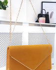 Faux Suede Envelope Clutch Bag