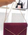 Faux Suede Envelope Clutch Bag