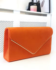 Faux Suede Envelope Clutch Bag