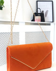 Faux Suede Envelope Clutch Bag
