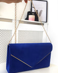 Faux Suede Envelope Clutch Bag