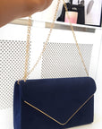 Faux Suede Envelope Clutch Bag