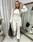 Asymmetric Long Sleeve Top and Flare Trouser Co-ord Set - Toi ‘n’ Moi Ltd