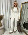 Asymmetric Long Sleeve Top and Flare Trouser Co-ord Set - Toi ‘n’ Moi Ltd