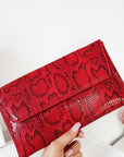 Snake Print Envelope Clutch Bag