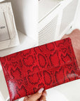 Snake Print Envelope Clutch Bag