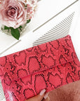 Snake Print Envelope Clutch Bag