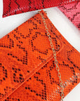 Snake Print Envelope Clutch Bag
