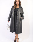 Lapel Neck Belted Trench Coat Jacket