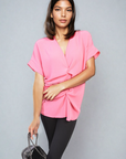 V-Neck Twist Front Top