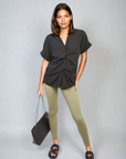 V-Neck Twist Front Top