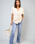 V-Neck Twist Front Top