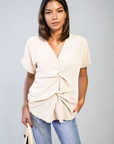 V-Neck Twist Front Top