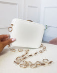 Faux Leather Box Clutch Bag