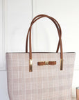 Check Print Fabric Shoulder Bag with Gold Detail - Toi ‘n’ Moi Ltd