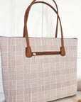 Check Print Fabric Shoulder Bag with Gold Detail - Toi ‘n’ Moi Ltd