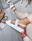 Sandals with Quilted and Chain Detail