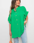 Button Down Pleated Frill Tops - Toi ‘n’ Moi Ltd