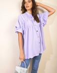Button Down Pleated Frill Tops - Toi ‘n’ Moi Ltd