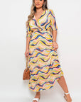 Long Sleeve Printed Maxi Dress with Belt Detail