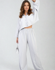 Oversized Long Sleeve Crop Top and Wide Leg Trouser Co-ord Set