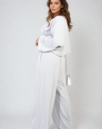 Oversized Long Sleeve Crop Top and Wide Leg Trouser Co-ord Set