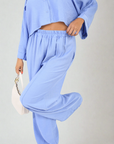 Oversized Long Sleeve Crop Top and Wide Leg Trouser Co-ord Set
