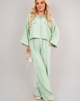 Oversized Long Sleeve Crop Top and Wide Leg Trouser Co-ord Set