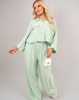 Oversized Long Sleeve Crop Top and Wide Leg Trouser Co-ord Set